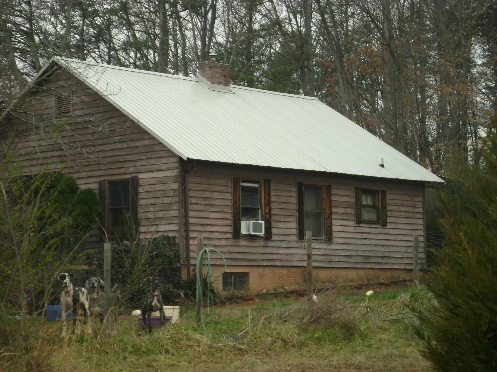 White metal roof on an old wood sided farmhouse, from a Asphalt Shingle Roof Repair job in Surgoinsville